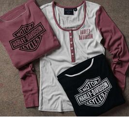 Harley-Davidson Women'S Bar & Shield Timeless Henley, Colorblock-Design-Crushed Berry | 96142-24VW