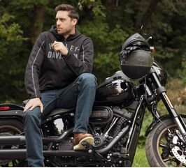 Harley-Davidson Men'S Deflector Hooded Riding Fleece, Black | 97105-22VM