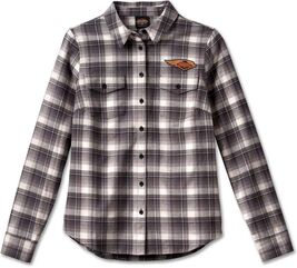 Harley-Davidson Women'S 120Th Anniversary Retro Flannel Shirt, Yarn Dyed Plaid-Blackened Pearl | 96745-23VW