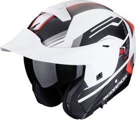 スコーピオンモジュラーヘルメットExo 930 Evo Sikon Mattwhite-Black-Red | 194-428-292