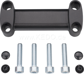Kedo Handlebar grip 'Sporty', black anodized aluminum, incl 4 pcs.. fixing screws + 4 pcs. black cover caps | 30513B