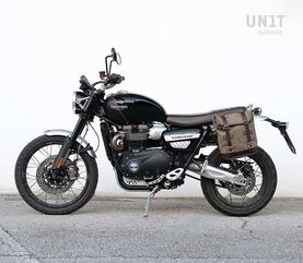 Unitgarage / ユニットガレージ Waxed suede side pannier Scram 22L-30L + Left Subframe Triumph Scrambler 1200 XC_XE (2019 until now), MossGrey | U202+1019SX-MossGrey