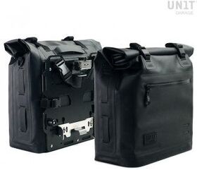 Unitgarage / ユニットガレージ Two Khali side panniers in TPU 35L - 45L + Pair of aluminium plates mountable on Atlas or similar frame | 2xUG002+AL0C_atlas-or-similar-frame