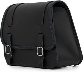 Ends Cuoio / エンズクオイオ バッグ Sporty（スポーティー） 左側 - ブラックレザー - ブルーステッチ | SPO.N.CTBL.SX