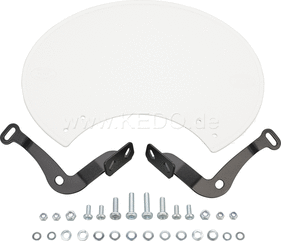 Kedo Number Plate 'Six Days', Preston Petty plastic white, ready to mount with black stainless steel brackets, for original headlight brackets, tilt +/-. | 60405W