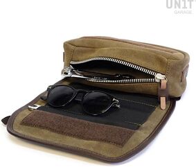 Unitgarage / ユニットガレージ Handlebar bag Sahara Split leather, MossGrey | U038-MossGrey