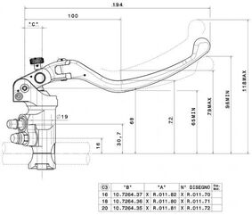 Brembo / ブレンボ ラジアルブレーキ 19x16 CNC マスターシリンダー | XR01170