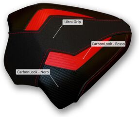 CNC Racing / シーエヌシーレーシング Seat cover Ducati - Passenger, Black/Red | SLD04BR