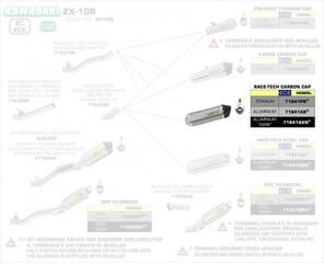 ARROW / アロー KAWASAKI ZX-10R '16 RACE-TECH アルミサイレンサー カーボンエンドキャップ付 ARROWリンクパイプ用 eマーク認証 DBキラー無し | 71841AK