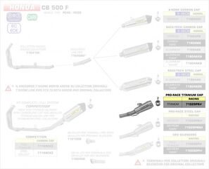 ARROW / アロー HONDA CB 500 F/CBR 500 R '16 チタン PRO RACING CONICAL サイレンサー+ステンレス リンクパイプ オリジナルコレクター用 | 71029PR