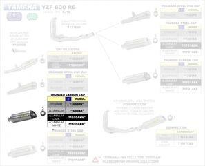 ARROW / アロー YAMAHA R6 '06/08 eマーク認証 アルミダークサンダー サイレンサー カーボンエンドキャップ付 | 71699AKN