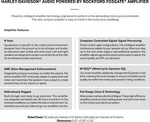 ハーレーダビッドソン Audio powered by Rockford Fosgate アンプ 400W 4-チャンネル (プライマリー) | 76000997