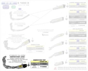 ARROW / アロー BMW S 1000 R '14/15 COMPETITION フルシステム ローバージョン + スチールコレクター + リンクパイプ チタン WORKS サイレンサー | 71144CKZ