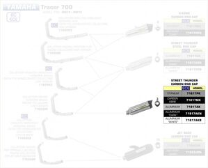 ARROW / アロー YAMAHA MT-07 '14-16/TRACER 700 '16 eマーク アルミダークサンダー サイレンサー カーボンエンドキャップ付 アローコレクター用 | 71817AKN