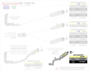 ARROW / アロー HONDA CBR 1000 RR '14 GP2 スチールダーク サイレンサー + リンクパイプ アローコレクター用 | 71010GPI