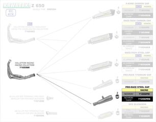 ARROW / アロー KAWASAKI Z 650 '17 ニクロム DARK PRO-RACING サイレンサー アローコレクター用 | 71206PRN