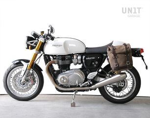 Unitgarage / ユニットガレージ Waxed suede side pannier Scram 22L-30L + Left Subframe Triumph Thruxton & Thruxton R 1200 (2016 until now), MossGrey | U202+1020SX-MossGrey