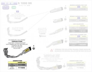 ARROW / アロー BMW S 1000 RR '09/13 フルシステム ハイバージョン + RACE-TECH サイレンサー カーボンエンドキャップ付 | 71116CKZ