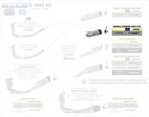 ARROW / アロー BMW S 1000 R eマーク認証 チタン WORKS サイレンサー カーボンエンドキャップ付 | 71750PK