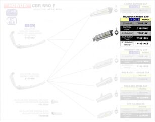ARROW / アロー HONDA CBR 650 F '14/CB 650 '17 eマーク チタンサンダー サイレンサー カーボンエンドキャップ付 アローコレクター用 | 71821PK
