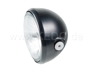 Kedo Head Light, Complete, Black, incl H4 insert 'E-Approved, Wrenchmonkees GibbonSlap-Style | WM0016