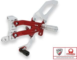 CNC Racing / シーエヌシーレーシング Adjustable rearsets Ducati Streetfighter V4 - Pramac Racing limited Edition, Silver/Red | PE409RPR