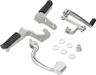 Kedo Rearsets, Complete Kit Incl. And brake-shift pedal, stainless steel baseplate, incl. Brake-and Shift Lever (comes with Certificate of Producer) | 30559A