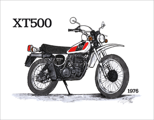 Kedo Art Print by Ingo constantly grilling "XT500 1976", 6-color print on semiglossy poster paper, size approx. 295x380mm | 80108P-76