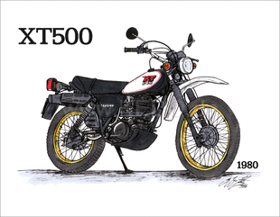 Kedo Art Print by Ingo constantly grilling "XT500 1980", 6-color print on semiglossy poster paper, size approx. 295x380mm | 80108P-80