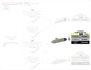 ARROW / アロー HONDA CRF 250 '17 eマーク認証 アルミダークサンダー サイレンサー カーボンエンドキャップ付 ARROWリンクパイプ用 | 72528AKN