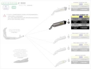 ARROW / アロー KAWASAKI Z900 eマーク認証 アルミニウムダーク RACE TECH サイレンサー カーボンエンドキャップ付 オリジナル / Arrowコレクター用 | 71856AKN