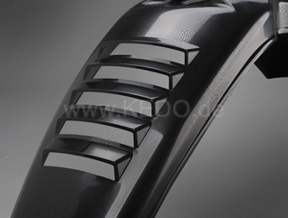 Kedo Replica Front Fender 'Export', Black, with venting slots (OEM mounting holes for easy installation) | 50066