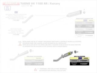 ARROW / アロー APRILIA TUONO V4 1100 RR '17 eマーク認証 GP2 チタン サイレンサー+ステンレス リンクパイプ オリジナルコレクター用 | 71535GP