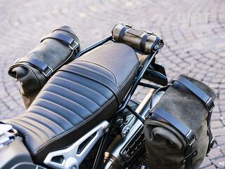 Unitgarage / ユニットガレージ Two Waxed suede Side Panniers + Double Subframe NineT, JetBlack | 2xU002+1626+A2_JetBlack