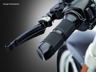 Wunderkind (ワンダーカインド) グリップセット 1" ハンドルバー Harley 2 gas cables / デザイン 'Hemisphere' ブラック | 106529-F15