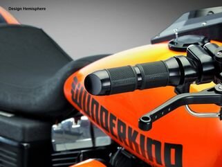 Wunderkind (ワンダーカインド) グリップセット 1" ハンドルバー Harley 2 gas cables / デザイン 'Hemisphere' ブラック | 106529-F15