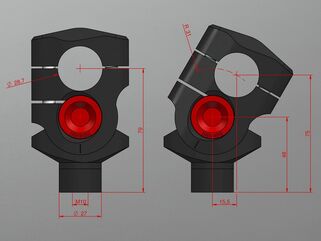 ABM / エービーエム KIT varioRiser VBK1 Ø8,6 mm, cylindrical mounting, ライザーカラー: ブラック, アジャスターカラー: レッド | 100005-F15-F17