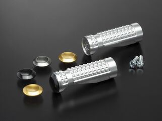 ABM / エービーエム Replacement rests rGripEvo KA 5 - pillion rider, クランプカラー: シルバー, レストボディーカラー: ブラック, カバーカラー: シルバー | 106511-F11-F15-F11
