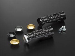 ABM / エービーエム Replacement rests rGripEvo YA 9 - pillion rider, クランプカラー: シルバー, レストボディーカラー: シルバー, カバーカラー: ゴールド | 106524-F11-F11-F12