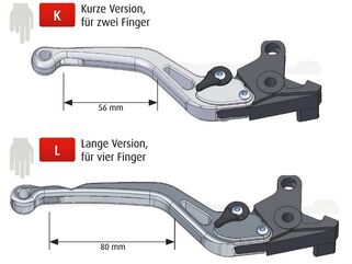 ABM / エービーエム クラッチレバー synto complete KH55 - long version of lever, レバーカラー: チタン, アジャスターカラー: ブルー | 100633-H19-V14