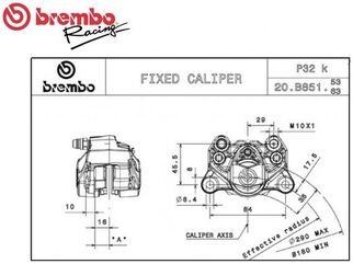 Brembo / ブレンボ 左 リアブレーキキャリパー ブラックシリーズ P32G FOR 5MM DISC | 20B85166