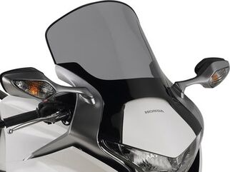 GIVI / ジビ Windscreen for Honda VFR 1200 F 10-16, color light smoke, dim. HxW 40x40cm, 14 cm cm higher than stock screen, fits oe headlight fairing | D321S