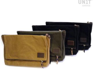 Unitgarage / ユニットガレージ Fezzan Canvas Messenger Bag, Black/Brown | U041-Black-Brown