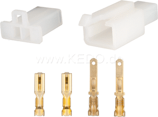 Kedo 2-Pin Connector Housing with snap-in nose incl 2x2 Connector Type 110th | 41525-2