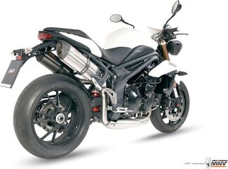 MIVV / ミヴ-SPORT SUONO- スリップオン ステンレス（カーボンエンドキャップ） 2本出し for SPEED TRIPLE (11-) | AT.012.L7