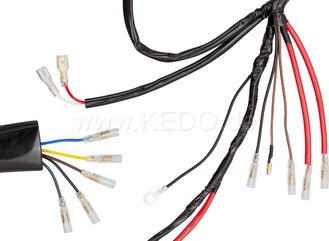 Kedo Replica wiring loom PLUS, crimped internal connections, including matching connectors set (Allows original connection on vehicle side if modified). | 40078-18