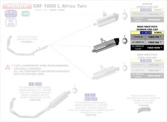 ARROW / アロー HONDA CRF 1000 L アフリカツイン '16 eマーク認証 チタン MAXI-RACE TECH サイレンサー カーボンエンドキャップ付 | 72621PK