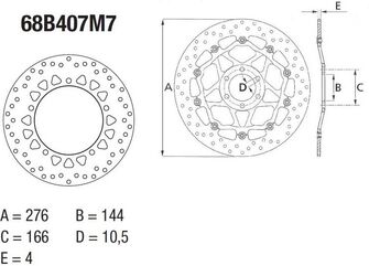 BREMBO / ブレンボ SERIE ORO (オーロ) (セリエ オーロ) フィックスド フロント ブレーキディスク タイプ 68B407M7 | 68B407M7