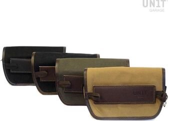 Unitgarage / ユニットガレージ Sahara Canvas handlebar bag, Beige/Brown | U037-Beige-Brown