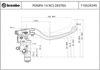 Brembo / ブレンボ ラジアル ブレーキポンプ 14 RCS 右 | 110A26345 / 110.A263.45